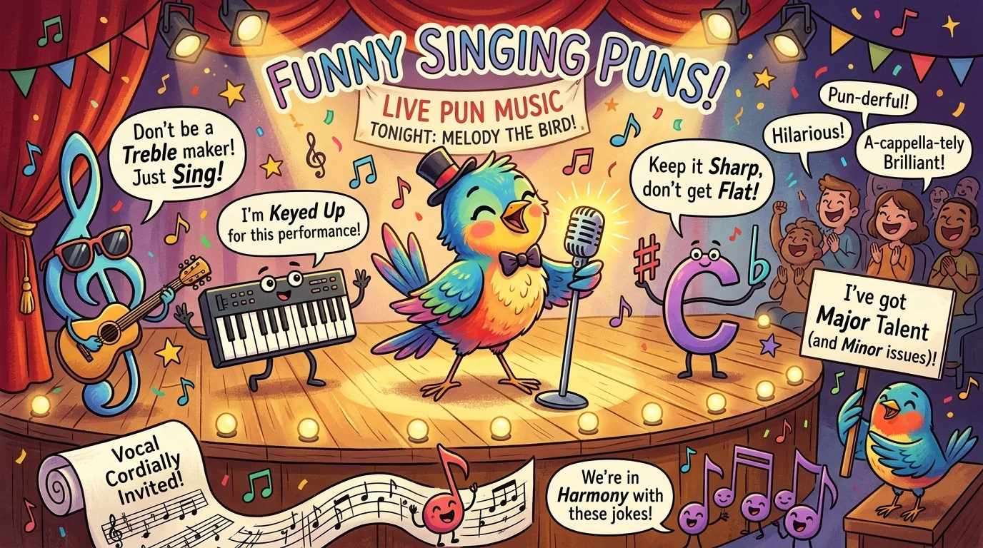 Singing Puns Captions